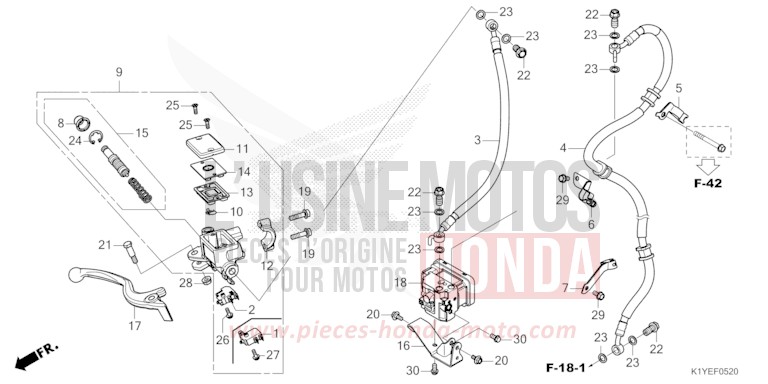 FRONT BRAKE MASTER CYLINDER (WW125A/S) for PCX 125 MAT DIM GRAY METALLIC (NHC34) from 2025